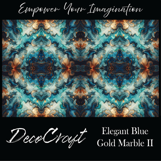 DecoCraft - Abstract - Elegant Blue & Gold Marble II