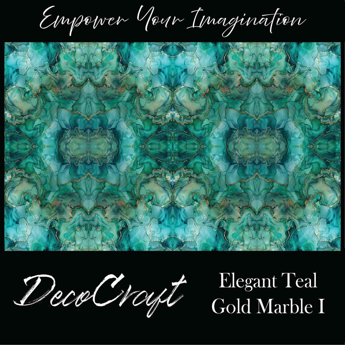DecoCraft - Abstract - Elegant Teal & Gold Marble I