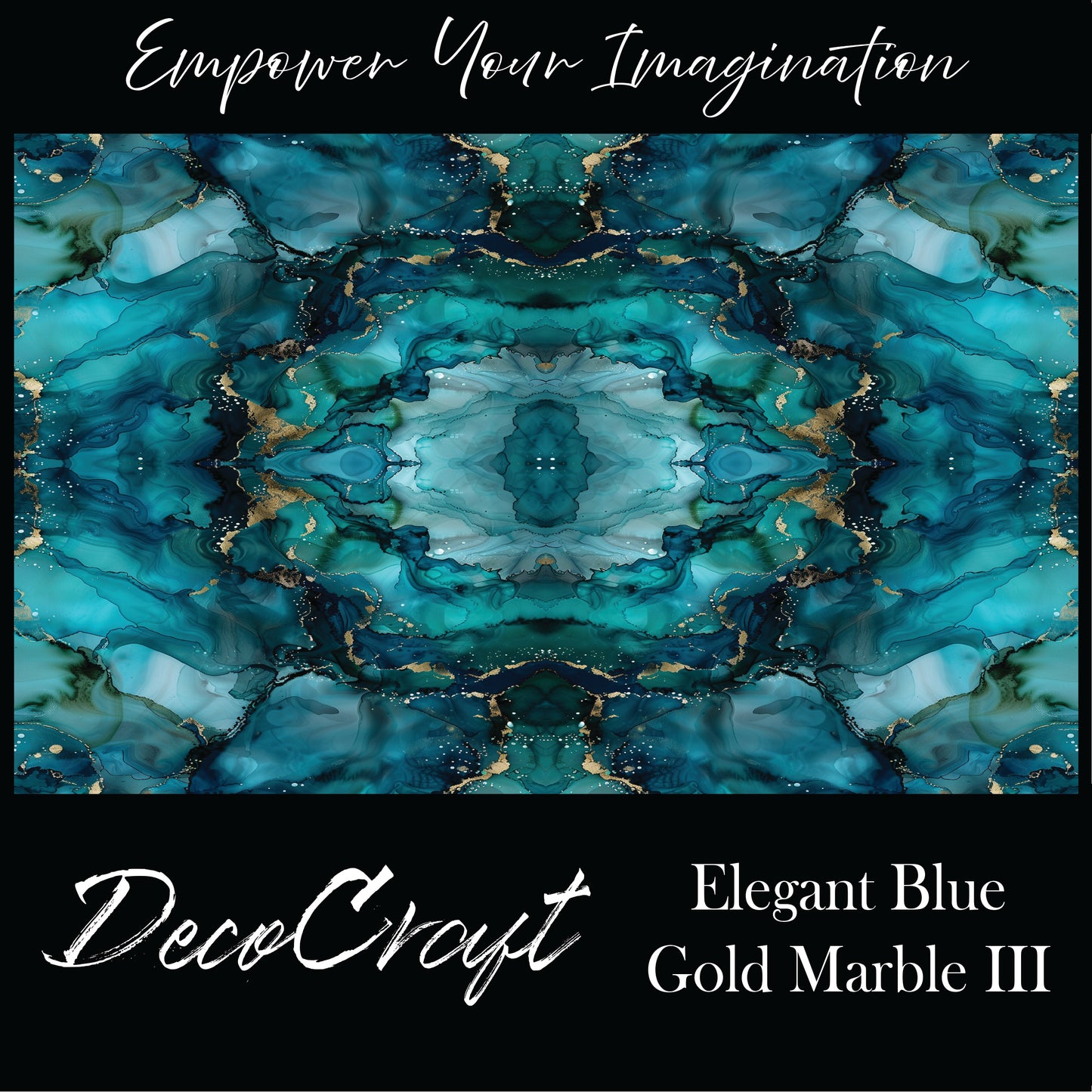 DecoCraft - Abstract - Elegant Blue & Gold Marble III