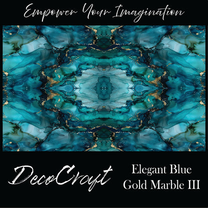 DecoCraft - Abstract - Elegant Blue & Gold Marble III