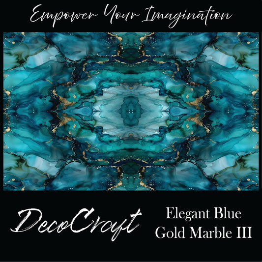DecoCraft - Abstract - Elegant Blue & Gold Marble III