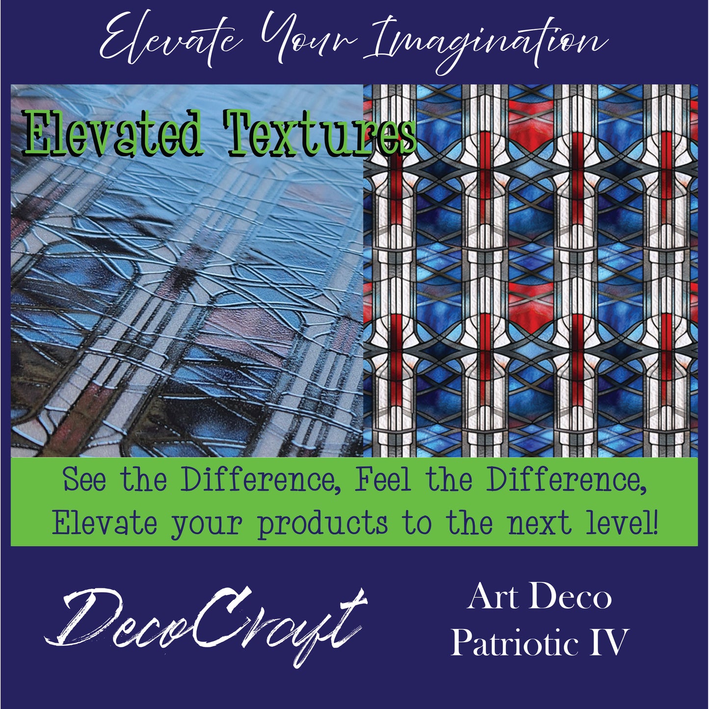 DecoCraft - Elevated Textures - Realistic Stained Glass - Art Deco - Patriotic IV