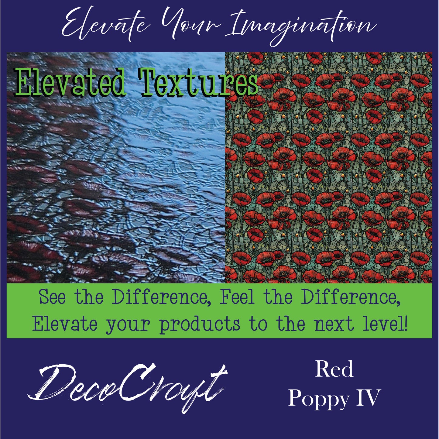 DecoCraft - - Elevated Textures - Realistic Stained Glass - Red Poppy IV