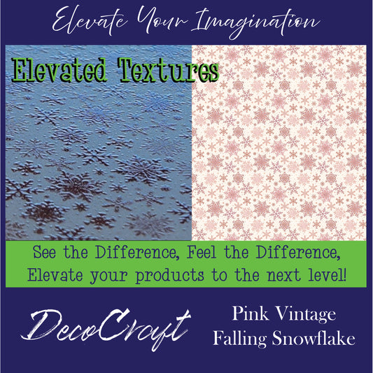 DecoCraft -Elevated Textures - Christmas - Pink Vintage Falling Snowflake