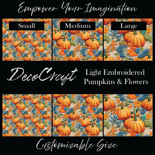 DecoCraft - Fall - Light Embroidered Pumpkins & Flowers