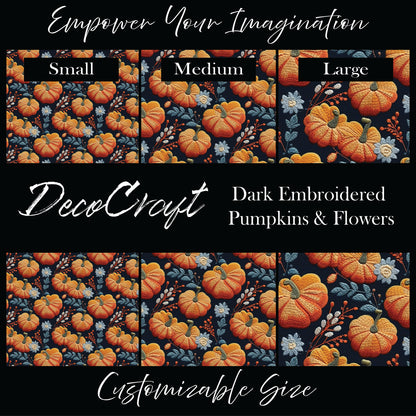 DecoCraft - Fall - Dark Embroidered Pumpkins & Flowers