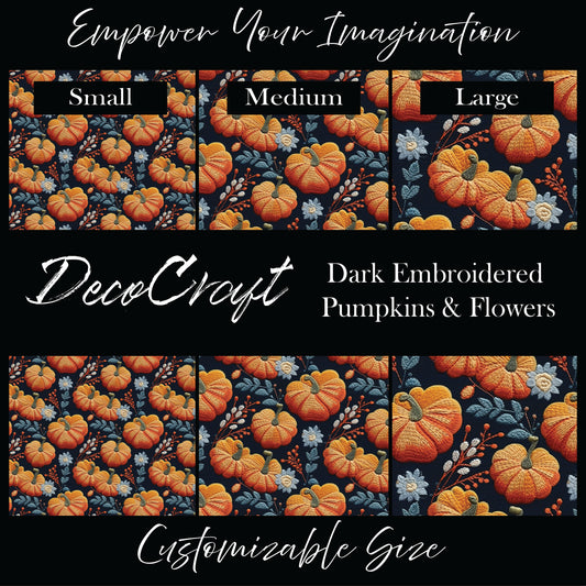 DecoCraft - Fall - Dark Embroidered Pumpkins & Flowers