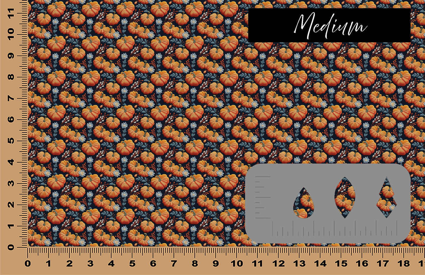DecoCraft - Fall - Dark Embroidered Pumpkins & Flowers