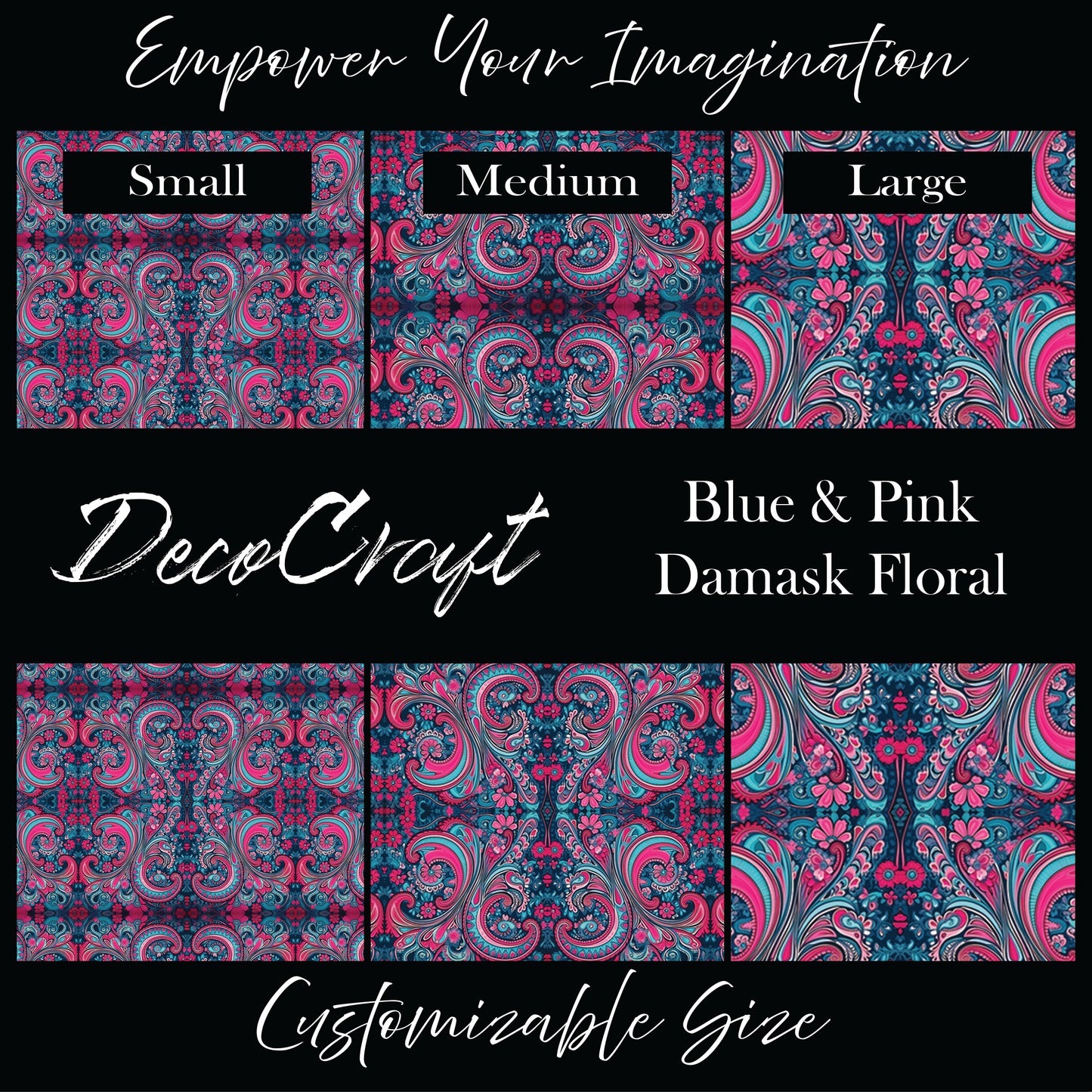 DecoCraft - Textures - Blue & Pink Damask Floral