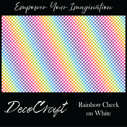 DecoCraft - Checkerboard - Rainbow Check on White