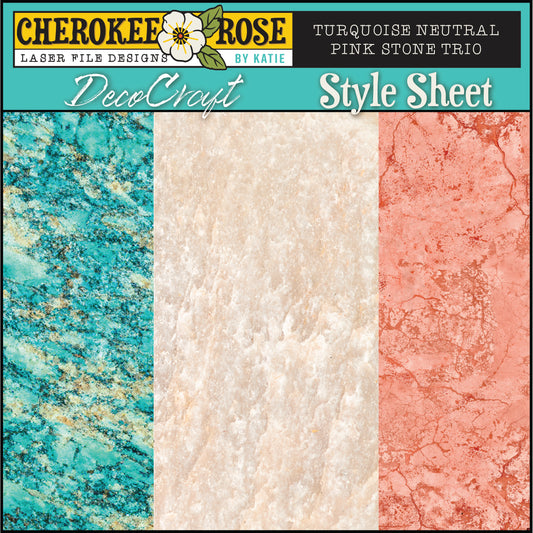 DecoCraft - Cherokee Rose - Style Sheet - Turquoise Neutral Pink Stone Trio
