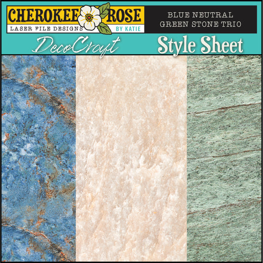 DecoCraft - Cherokee Rose - Style Sheet - Blue Neutral Green Stone Trio