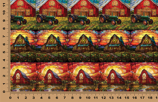 DecoCraft - Elevated Texture - Realistic Stained Glass - Barns I