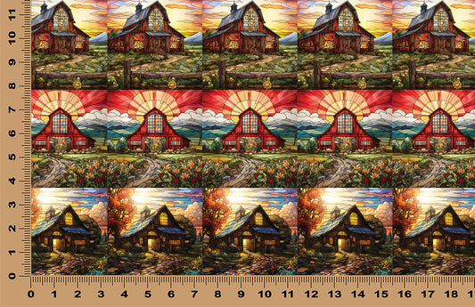 DecoCraft - Elevated Texture - Realistic Stained Glass - Barns II