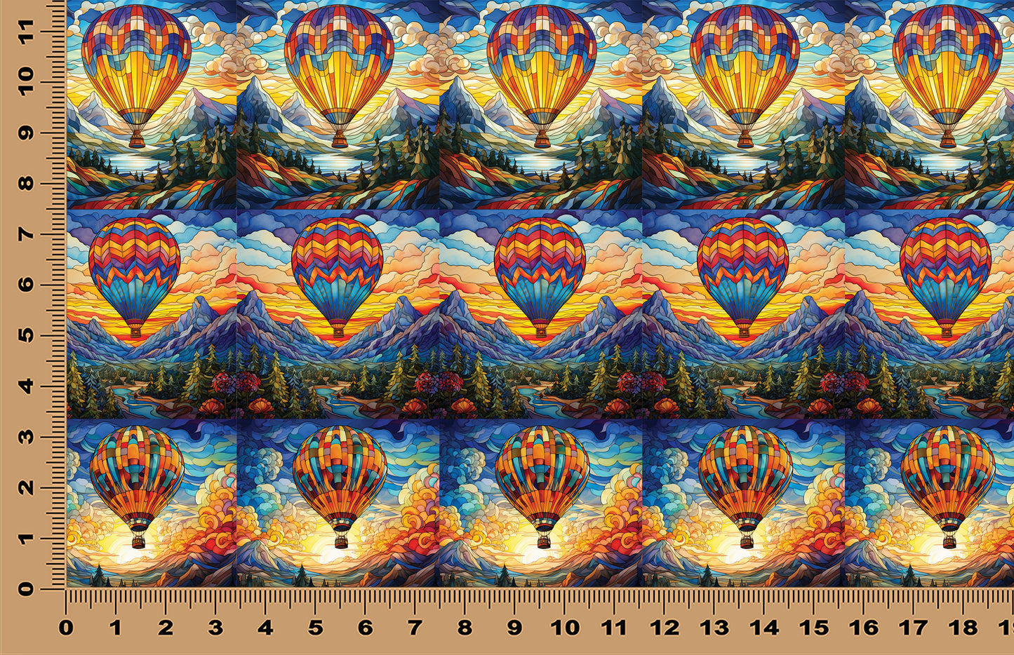 DecoCraft - Elevated Texture - Cherokee Rose - Realistic Stained Glass - Hot Air Balloons