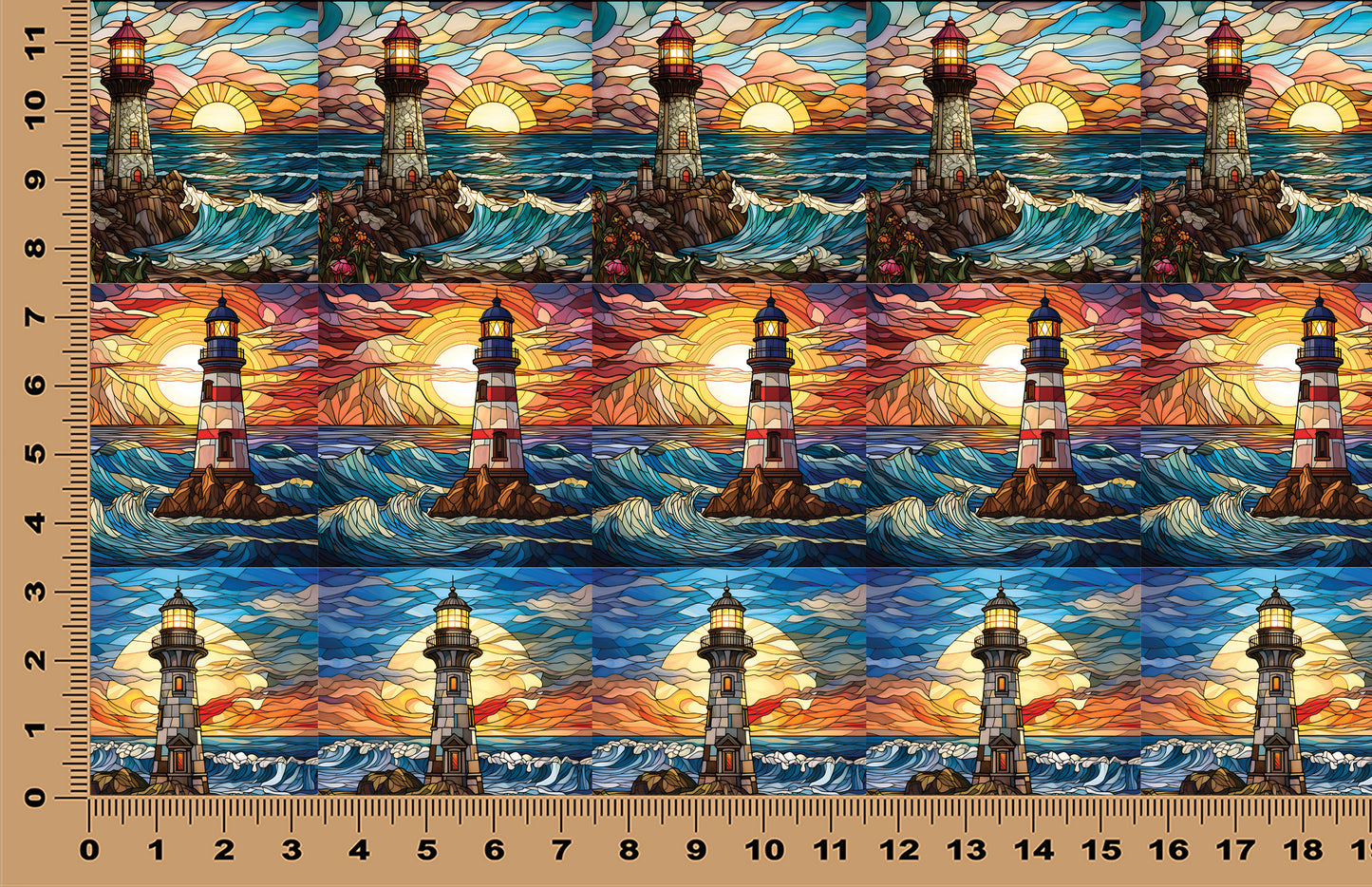 DecoCraft - Elevated Texture - Cherokee Rose - Realistic Stained Glass - Lighthouses