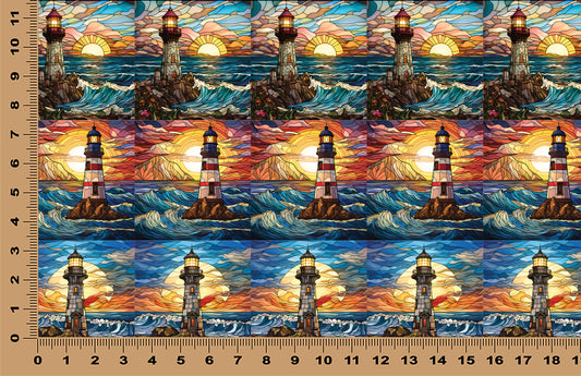 DecoCraft - Elevated Texture - Realistic Stained Glass - Lighthouses