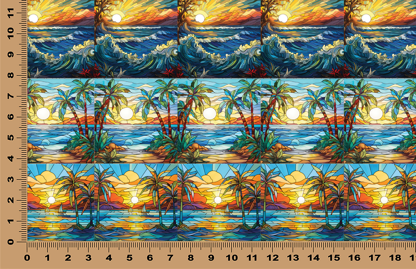 DecoCraft - Elevated Texture - Cherokee Rose - Realistic Stained Glass - Ocean Sunset II