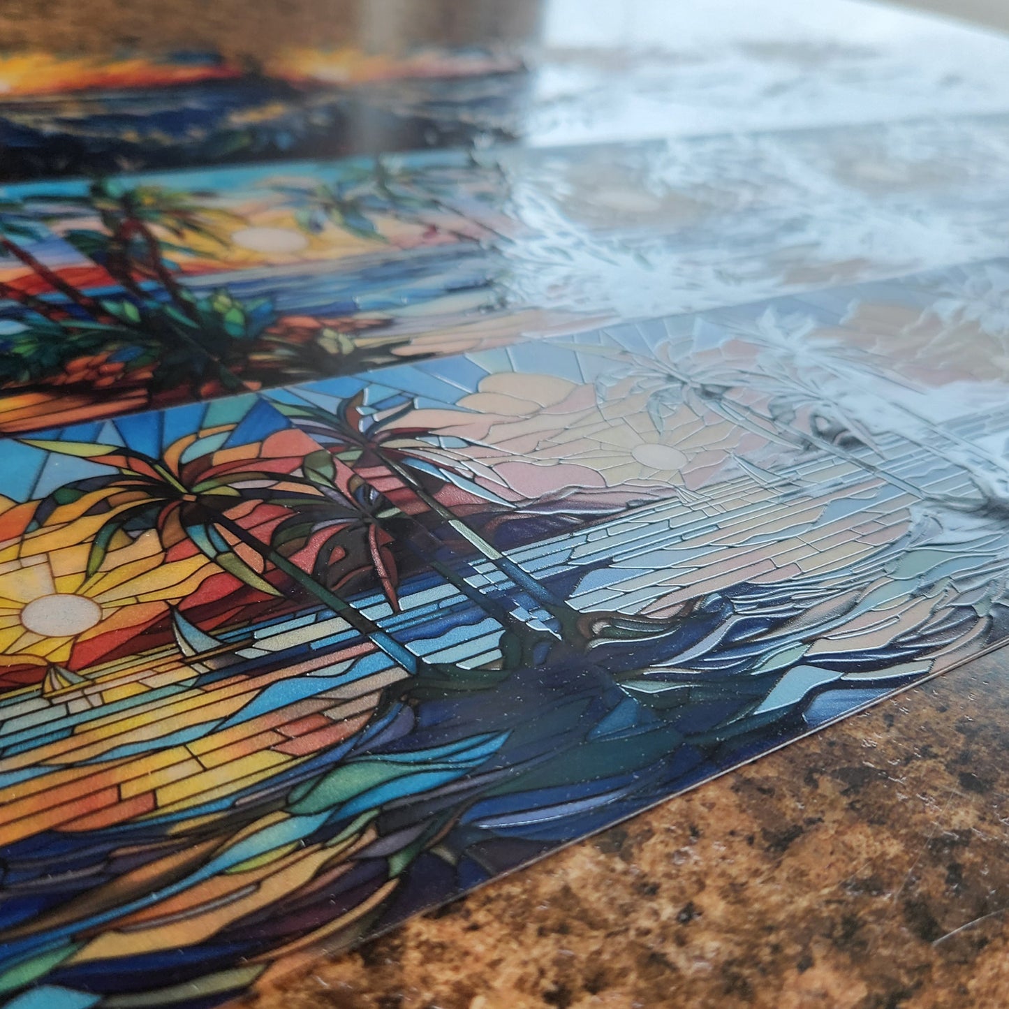 DecoCraft - Elevated Texture - Cherokee Rose - Realistic Stained Glass - Ocean Sunset II