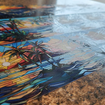 DecoCraft - Elevated Texture - Cherokee Rose - Realistic Stained Glass - Ocean Sunset II