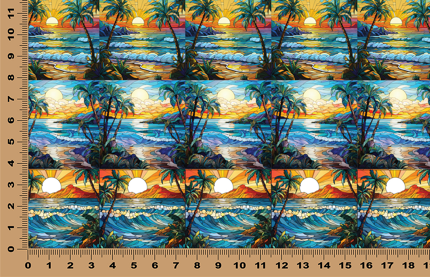 DecoCraft - Elevated Texture - Cherokee Rose - Realistic Stained Glass - Ocean Sunset I