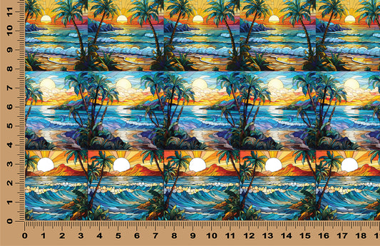 DecoCraft - Elevated Texture - Realistic Stained Glass - Ocean Sunset I