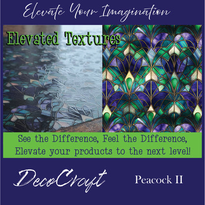 DecoCraft - Elevated Textures - Realistic Stained Glass - Art Deco - Peacock II