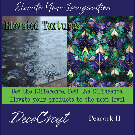 DecoCraft - Elevated Textures - Realistic Stained Glass - Art Deco - Peacock II
