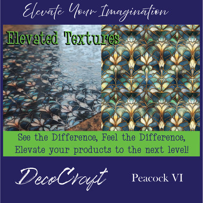 DecoCraft - Elevated Textures - Realistic Stained Glass Art Deco - Peacock VI