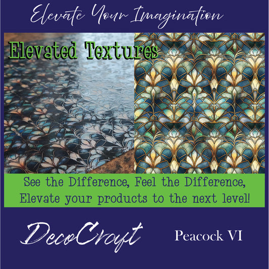 DecoCraft - Elevated Textures - Realistic Stained Glass Art Deco - Peacock VI