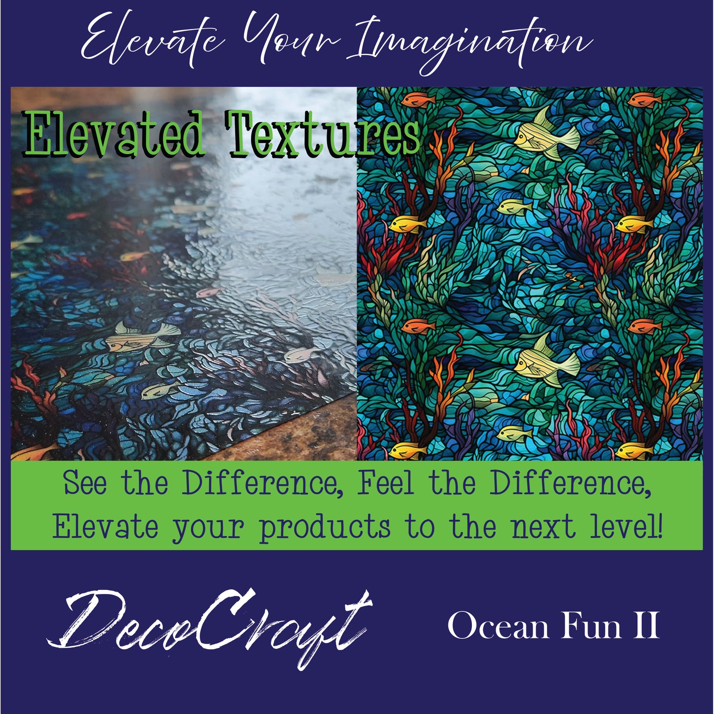 DecoCraft - Elevated Textures - Realistic Stained Glass - Ocean Fun II