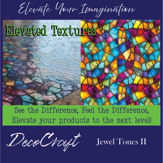 DecoCraft - Elevated Textures - Realistic Stained Glass - Multicolor -Jewel Tones II