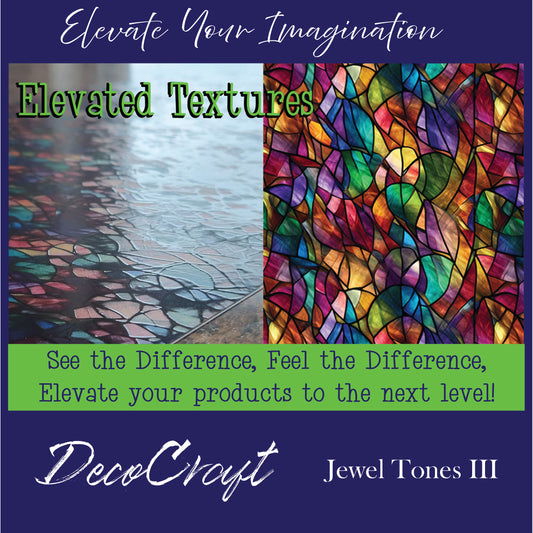 DecoCraft - Elevated Textures - Realistic Stained Glass - Multicolor -Jewel Tone III