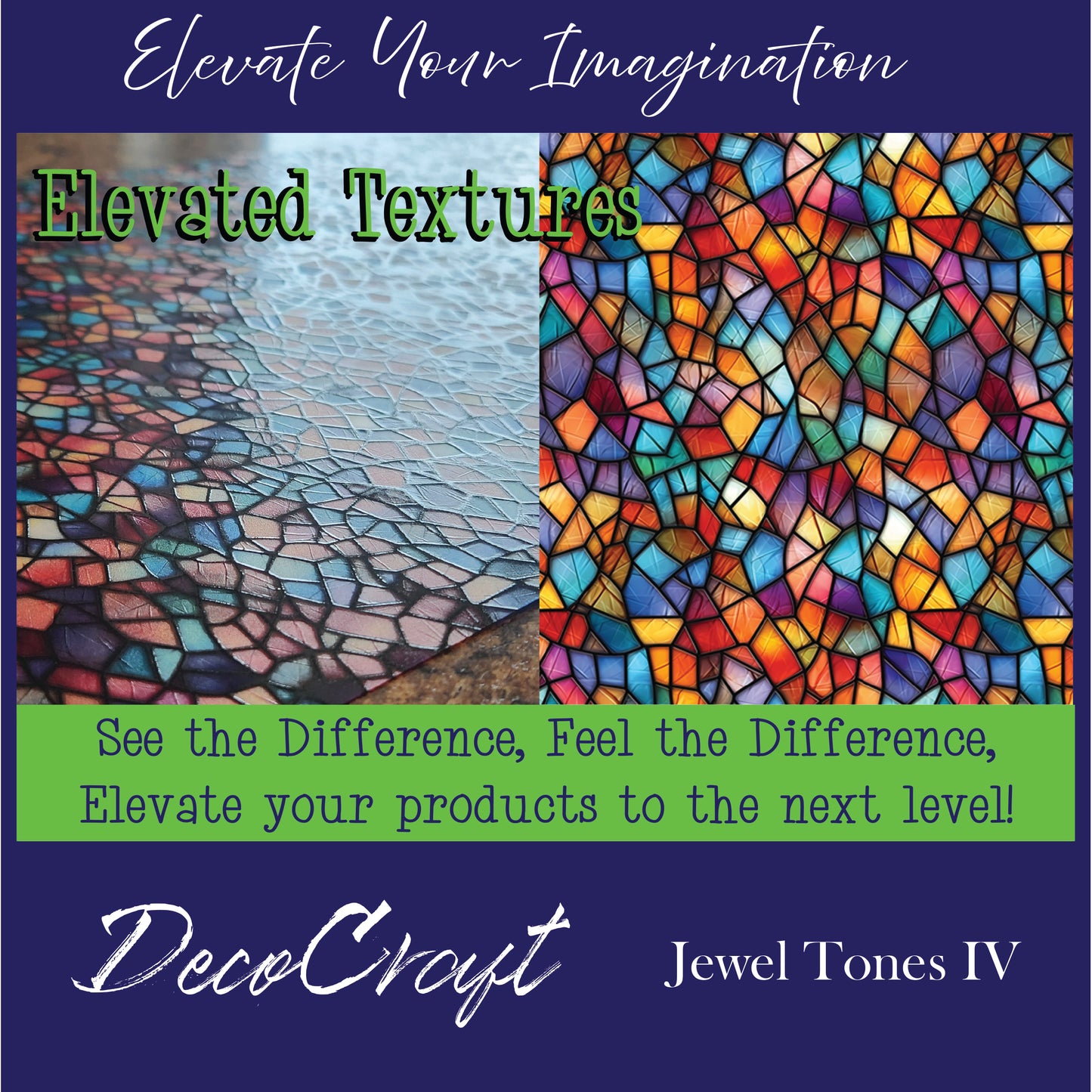 DecoCraft - Elevated Textures - Realistic Stained Glass - Multicolor - Jewel Tones IV