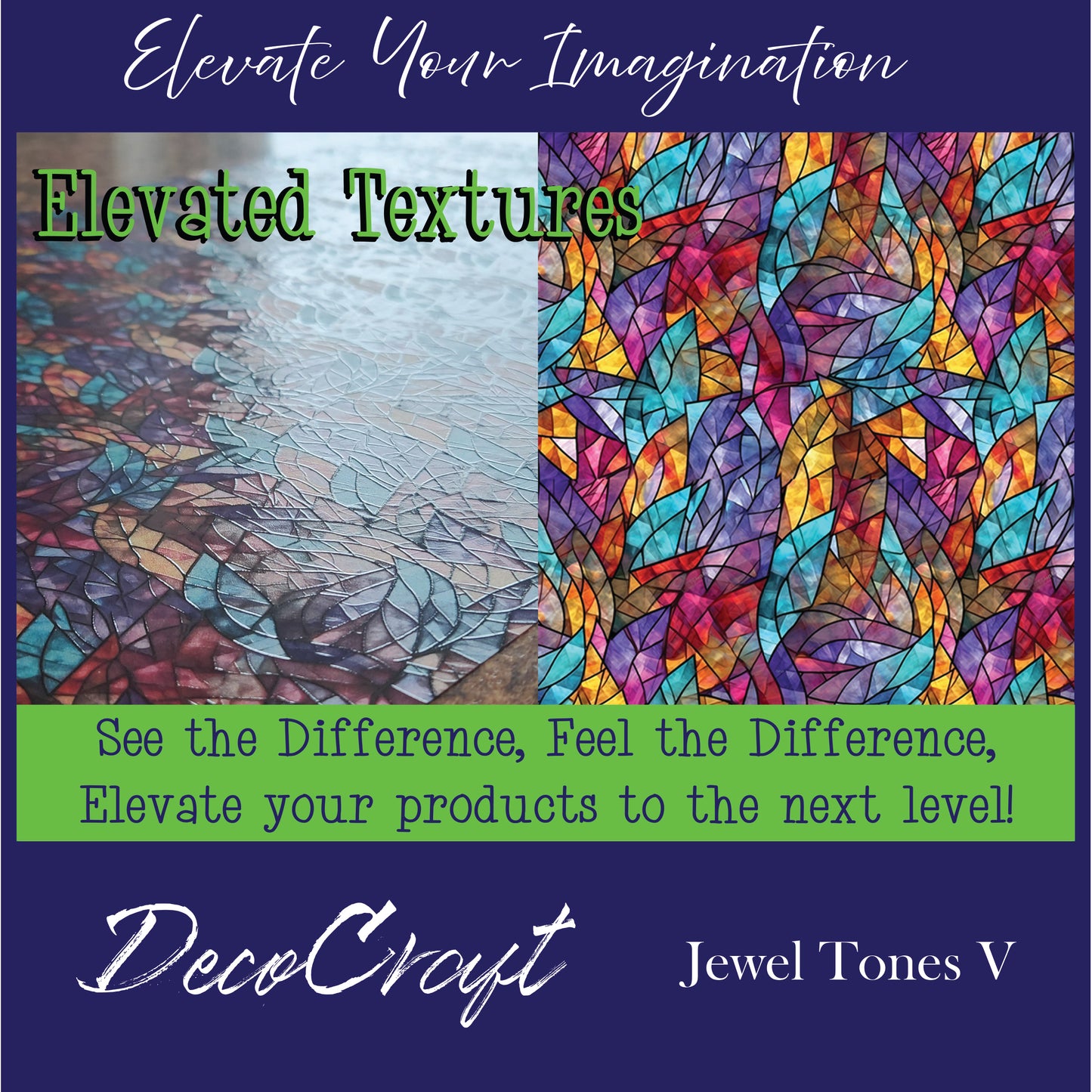 DecoCraft - Elevated Textures - Realistic Stained Glass - Multicolor - Jewel Tones V