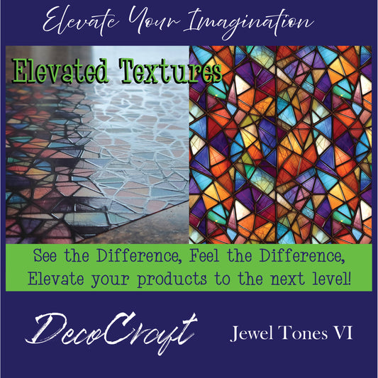 DecoCraft - Elevated Textures - Realistic Stained Glass - Multicolor - Jewel Tones VI
