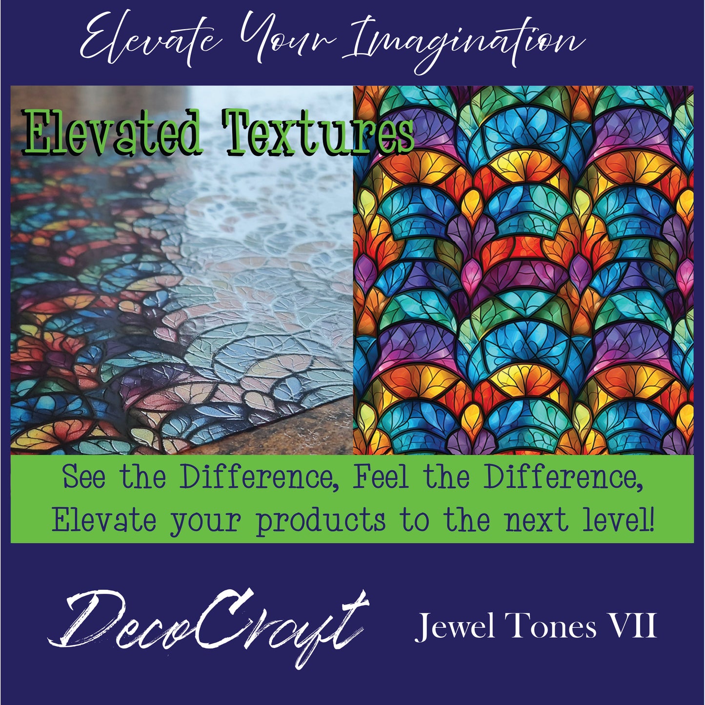 DecoCraft - Elevated Textures - Realistic Stained Glass - Multicolor - Jewel Tone VII
