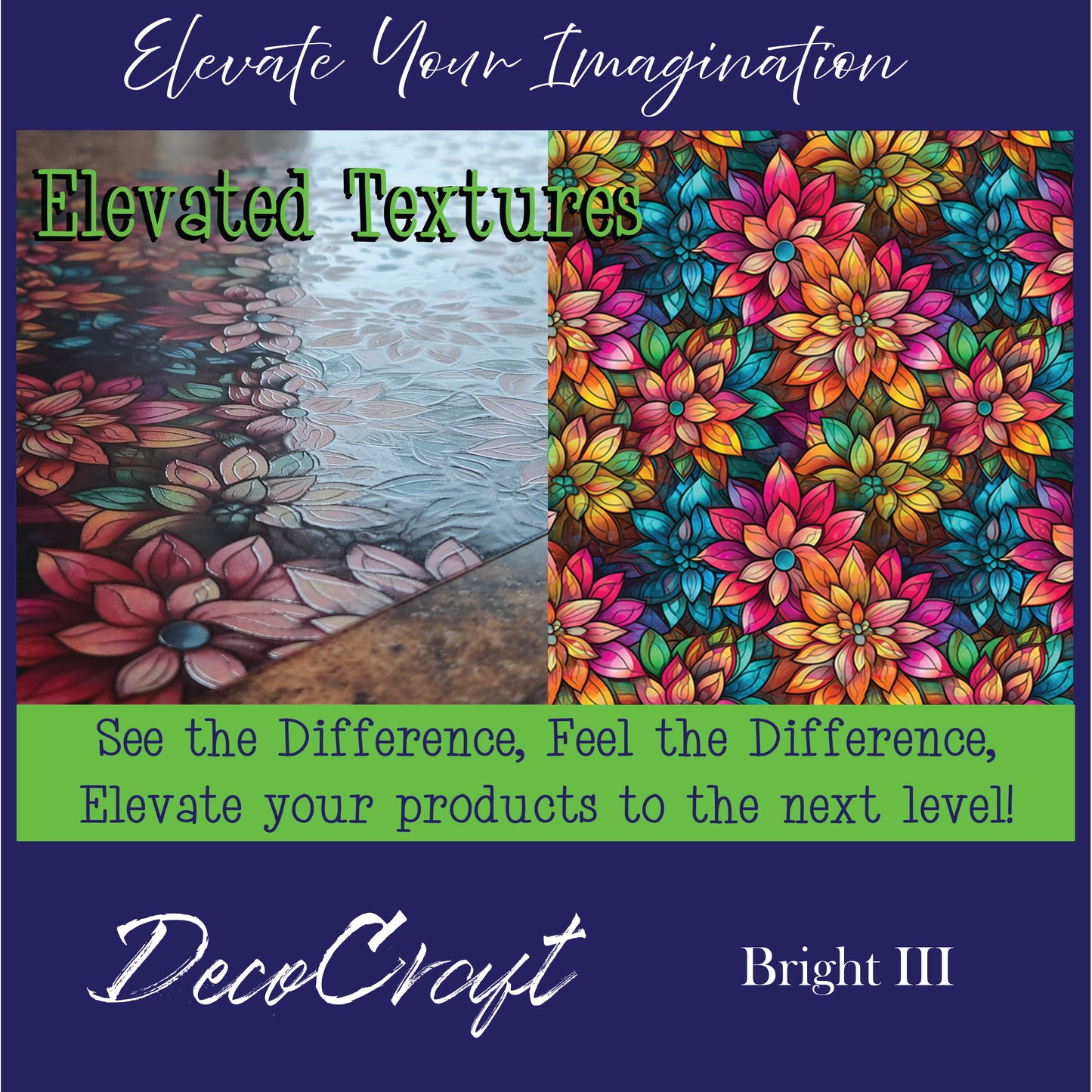 DecoCraft - Elevated Textures - Realistic Stained Glass - Multicolor - Bright III