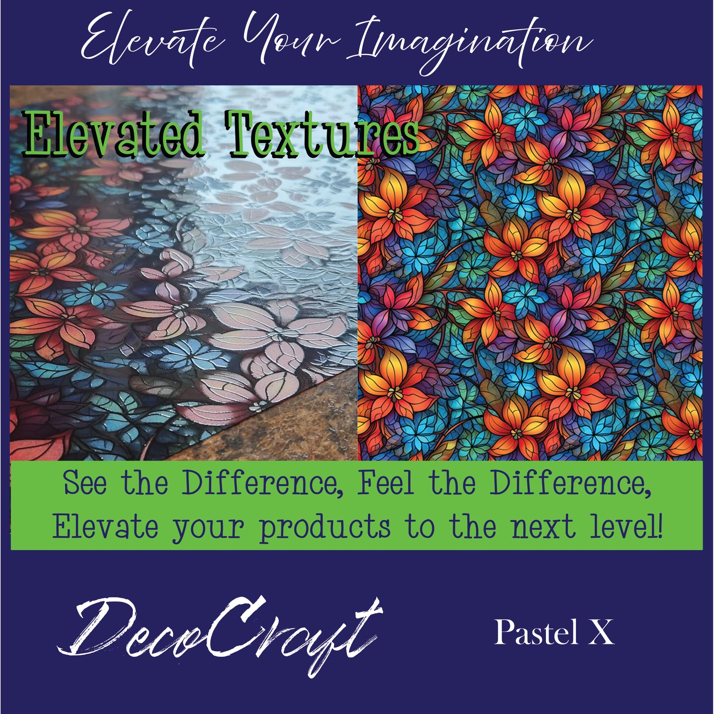 DecoCraft - Elevated Textures - Realistic Stained Glass - Multicolor - Pastel X