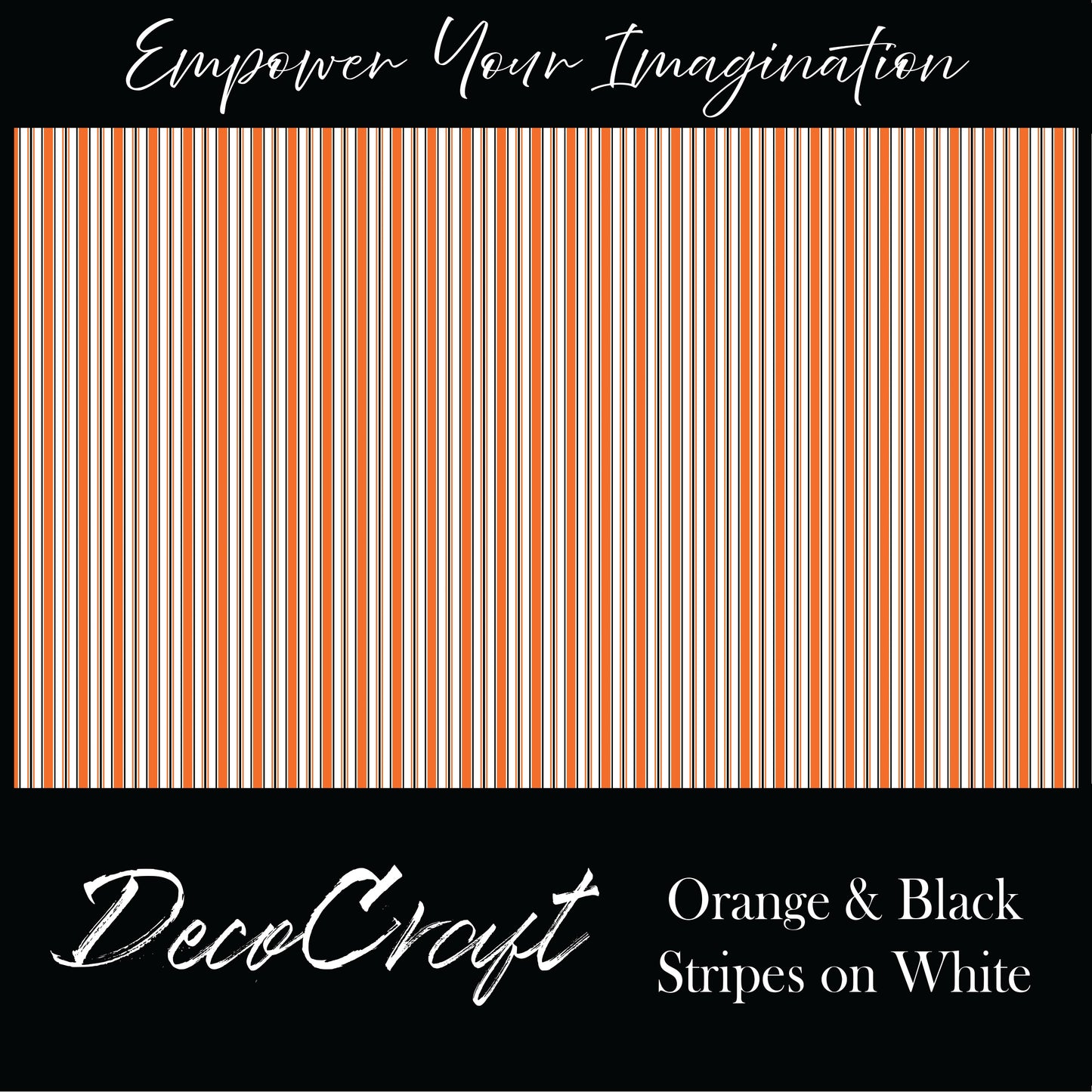 DecoCraft - Stripes - Orange & Black Stripes on White