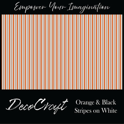 DecoCraft - Stripes - Orange & Black Stripes on White