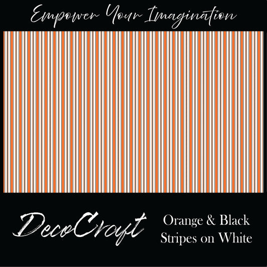 DecoCraft - Stripes - Orange & Black Stripes on White
