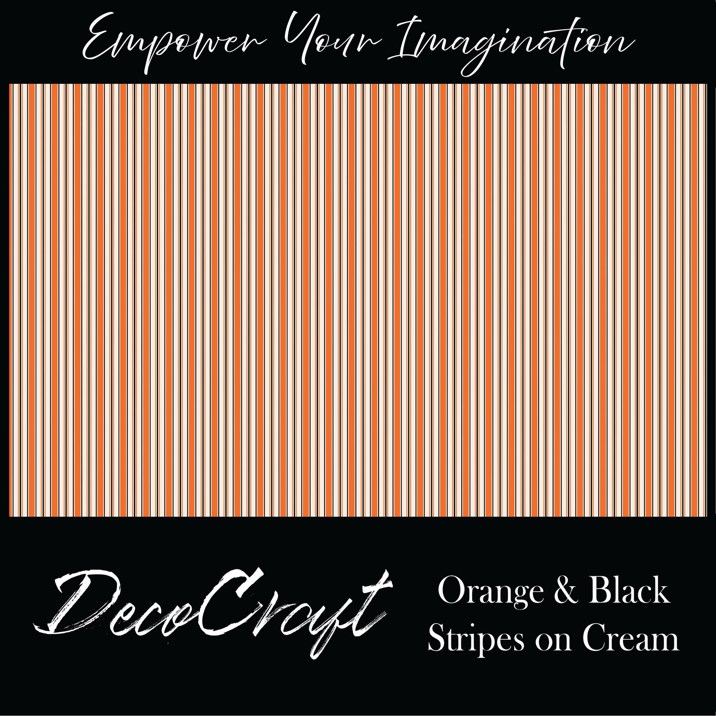 DecoCraft - Stripes - Orange & Black Stripes on Cream