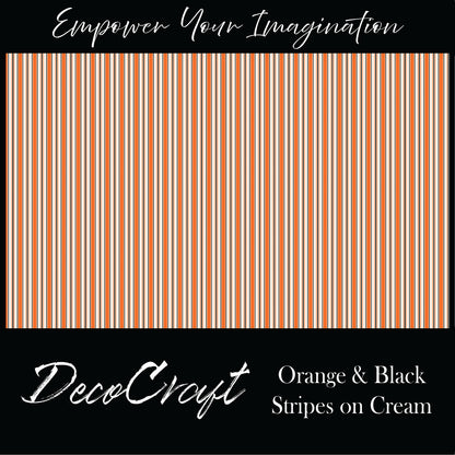 DecoCraft - Stripes - Orange & Black Stripes on Cream