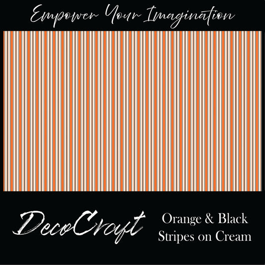 DecoCraft - Stripes - Orange & Black Stripes on Cream