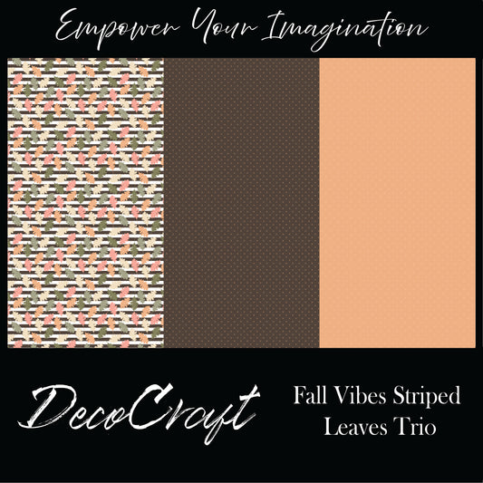 DecoCraft - Trios - Fall Vibes Striped Leaves Trio