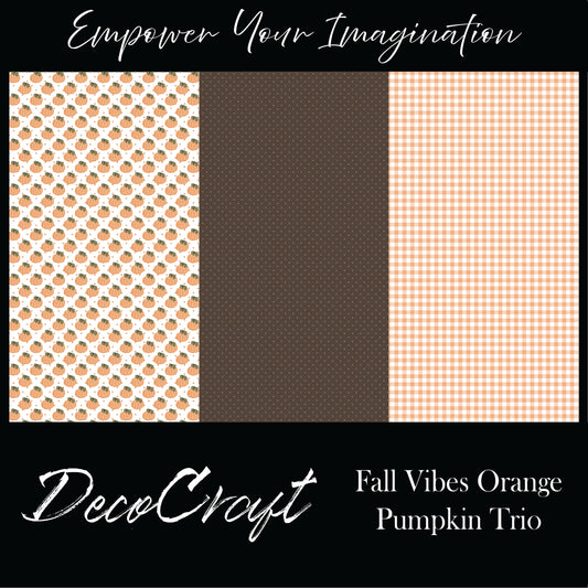 DecoCraft - Trios - Fall Vibes Orange Pumpkin Trio
