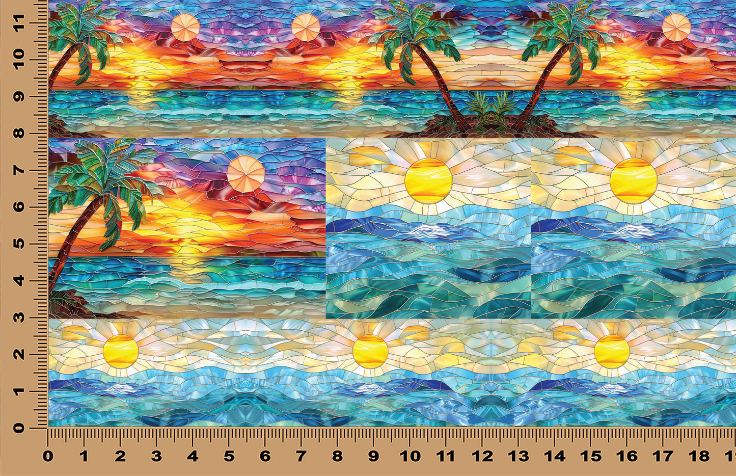 DecoCraft - Elevated Texture - Cherokee Rose - Realistic Stained Glass - Tropical Ocean