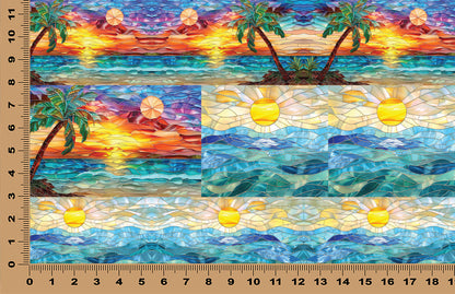 DecoCraft - Elevated Texture - Cherokee Rose - Realistic Stained Glass - Tropical Ocean