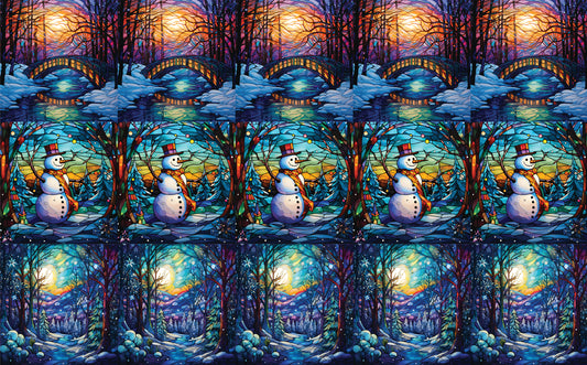 DecoCraft - Elevated Texture - Realistic Stained Glass - Winter Landscape